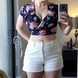 NEW Collectif Vintage Floral Wrap Crop Top L